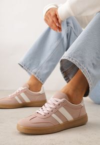 Born2be - Różowe Sneakersy na Kauczukowej Podeszwie z Geometrycznym Motywem Vikioria. Okazja: na co dzień. Kolor: różowy. Materiał: kauczuk. Wzór: geometria #3