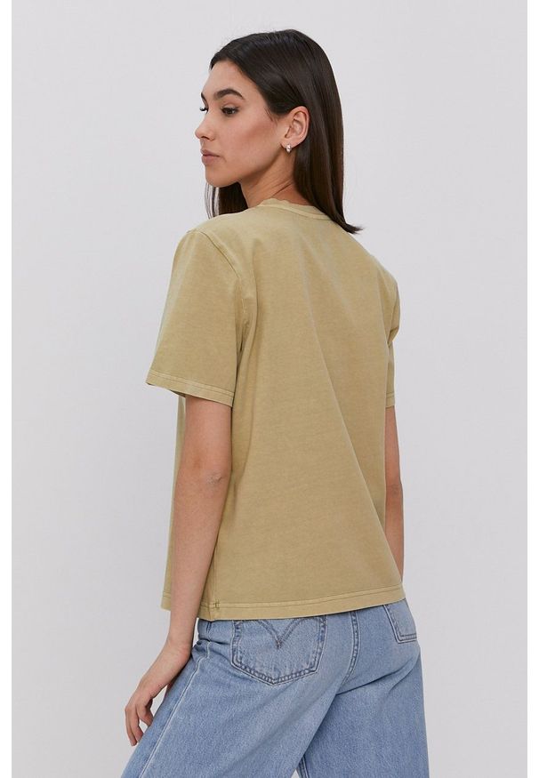 Reebok Classic - T-shirt. Okazja: na co dzień. Kolor: zielony. Materiał: dzianina. Wzór: gładki, aplikacja. Styl: casual