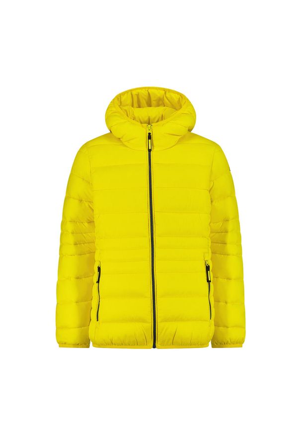 Kurtka z kapturem dla dziewczynki CMP. Typ kołnierza: kaptur. Kolor: żółty. Materiał: puch. Sezon: zima
