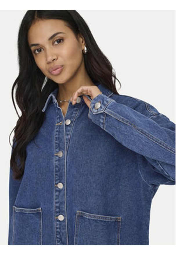 only - ONLY Kurtka jeansowa Lara 15372651 Granatowy Regular Fit. Kolor: niebieski. Materiał: bawełna