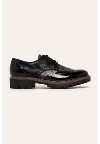 Marco Tozzi - Półbuty. Nosek buta: okrągły. Zapięcie: sznurówki. Kolor: czarny. Materiał: materiał, syntetyk, skóra ekologiczna, lakier, guma. Szerokość cholewki: normalna. Obcas: na obcasie. Wysokość obcasa: średni, niski #1