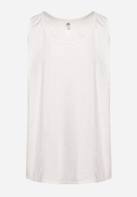 Born2be - Biała Bawełniana Koszulka Typu Tank Top Zianessa. Kolor: biały. Materiał: bawełna. Wzór: aplikacja