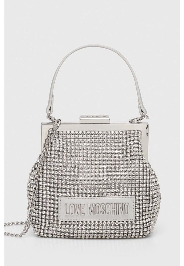 Love Moschino kopertówka kolor srebrny. Kolor: srebrny. Rodzaj torebki: na ramię
