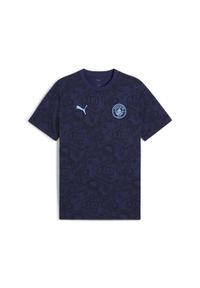 Puma - Męska koszulka Manchester City FtblCulture z nadrukiem na całej powierzchni PUMA. Kolor: niebieski. Wzór: nadruk