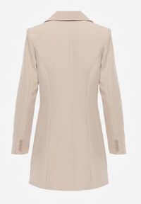 Born2be - Ciemnobeżowa Sukienka Marynarka z Kwiatami 3D i Usztywnioną Linią Ramion Nelailis. Okazja: na co dzień. Kolor: beżowy. Wzór: kwiaty. Typ sukienki: proste. Styl: glamour, casual, elegancki #8