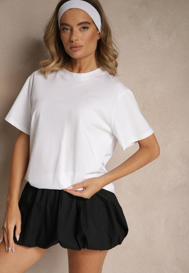 Renee - Biały Basicowy T-shirt z Bawełny Kollea. Okazja: na co dzień. Kolor: biały. Materiał: bawełna. Styl: klasyczny, casual