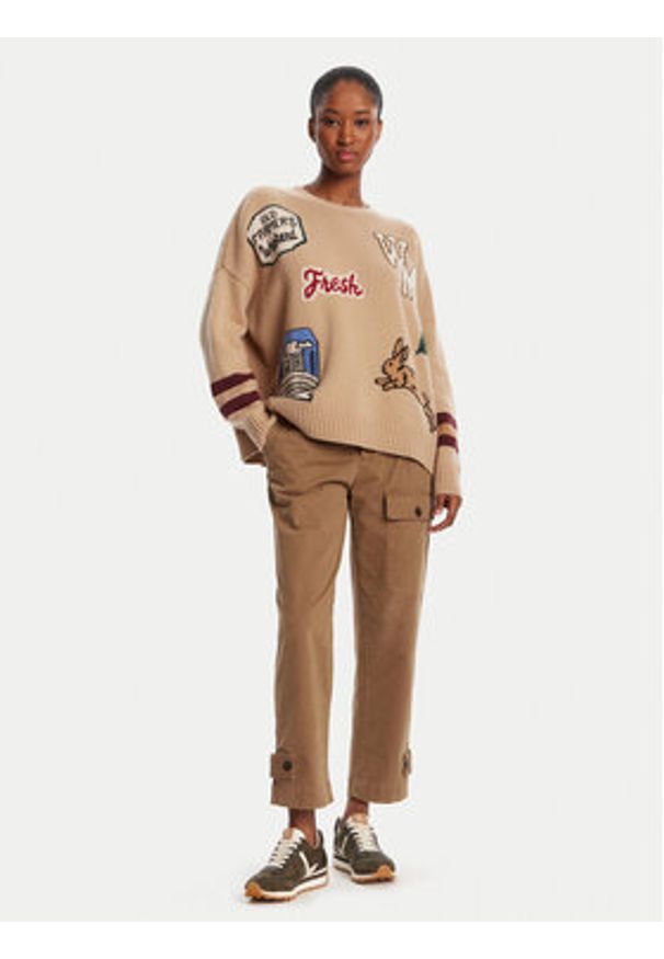 Weekend Max Mara Sweter Pavidi 2525366262 Beżowy Oversize. Kolor: beżowy. Materiał: wełna