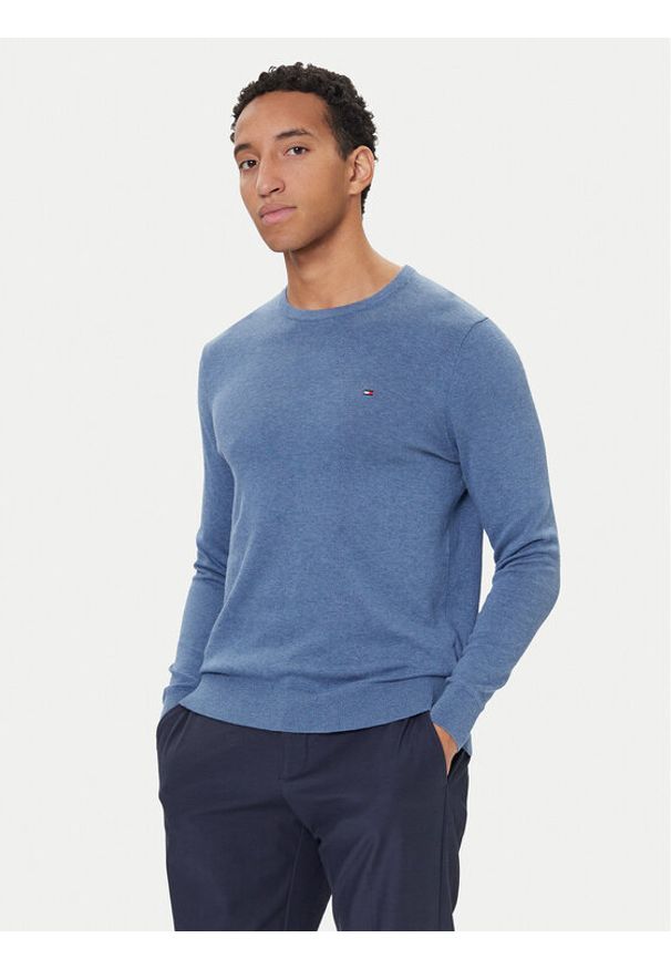TOMMY HILFIGER - Tommy Hilfiger Sweter Essential Ssnl MW0MW39999 Niebieski Regular Fit. Kolor: niebieski. Materiał: bawełna