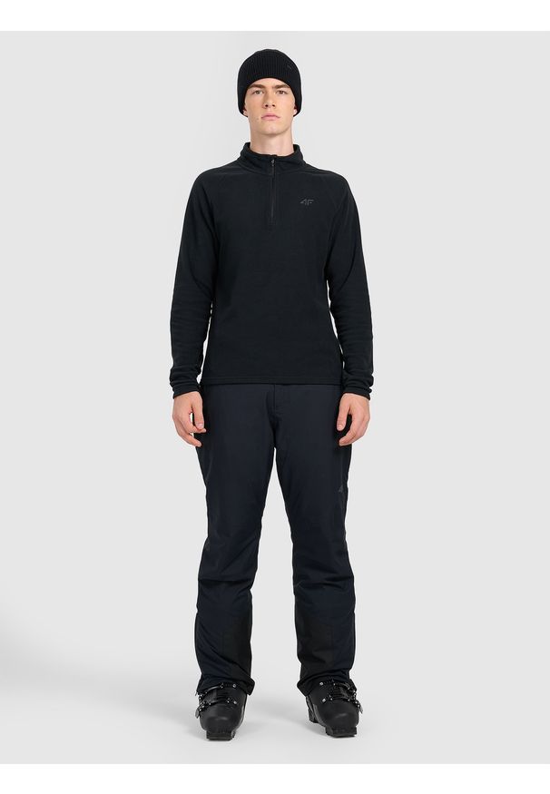 4f - 4F Bielizna termiczna polarowa (góra) męska - czarna XXL. Typ kołnierza: kołnierzyk stójkowy. Kolor: czarny. Materiał: polar. Sezon: zima. Sport: wspinaczka