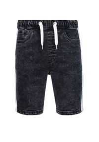 Ombre Clothing - Krótkie spodenki męskie jeansowe - czarne V3 W363 - XXL. Kolor: czarny. Materiał: jeans. Długość: krótkie #5