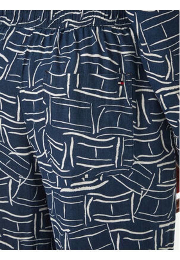 TOMMY HILFIGER - Tommy Hilfiger Spodnie materiałowe WW0WW48970 Granatowy Wide Leg. Kolor: niebieski. Materiał: len