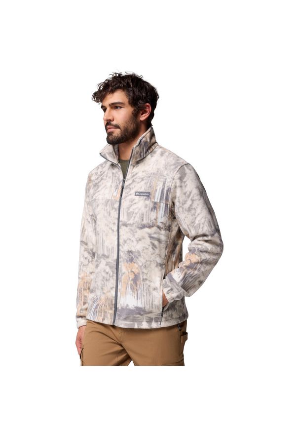 columbia - Polar turystyczny męski Steens Mountain Printed Jacket. Kolor: szary. Materiał: poliester. Sport: turystyka piesza