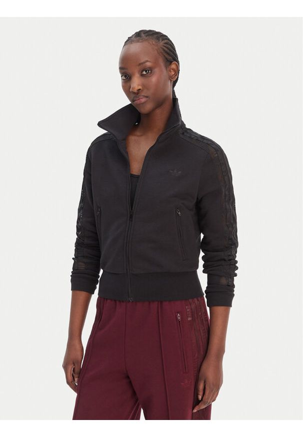 Adidas - adidas Bluza Firebird Lace KC8149 Czarny Slim Fit. Kolor: czarny. Materiał: syntetyk