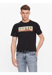 Guess T-Shirt M3YI90 K9RM1 Czarny Slim Fit. Kolor: czarny. Materiał: bawełna