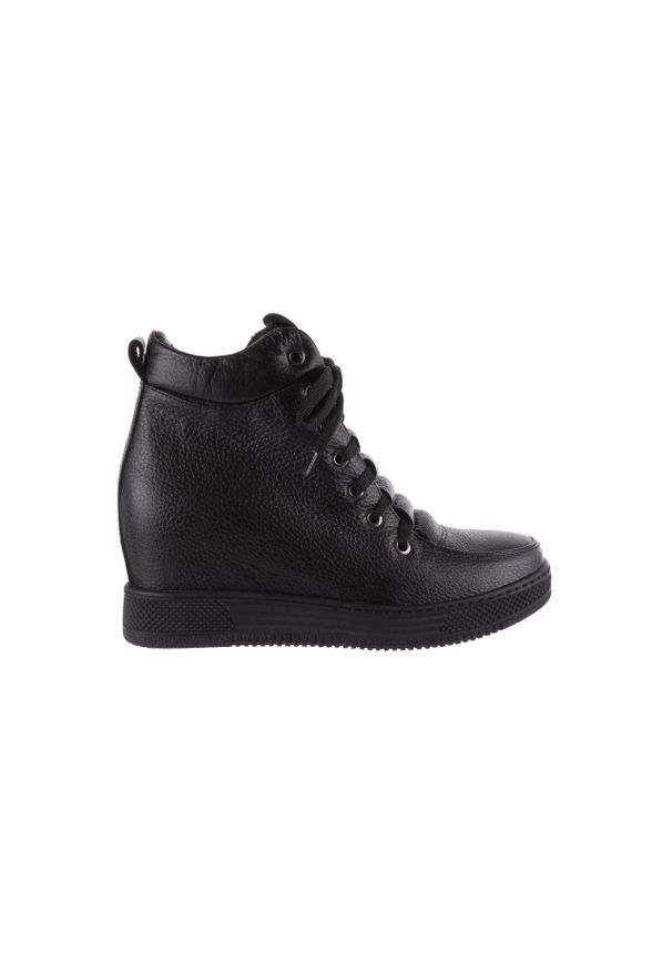 Sneakresy Bayla-112 0235-IO-20 Czarne Sneakersy, Skóra naturalna. Zapięcie: zamek. Kolor: czarny. Materiał: skóra. Sezon: jesień, zima. Obcas: na koturnie