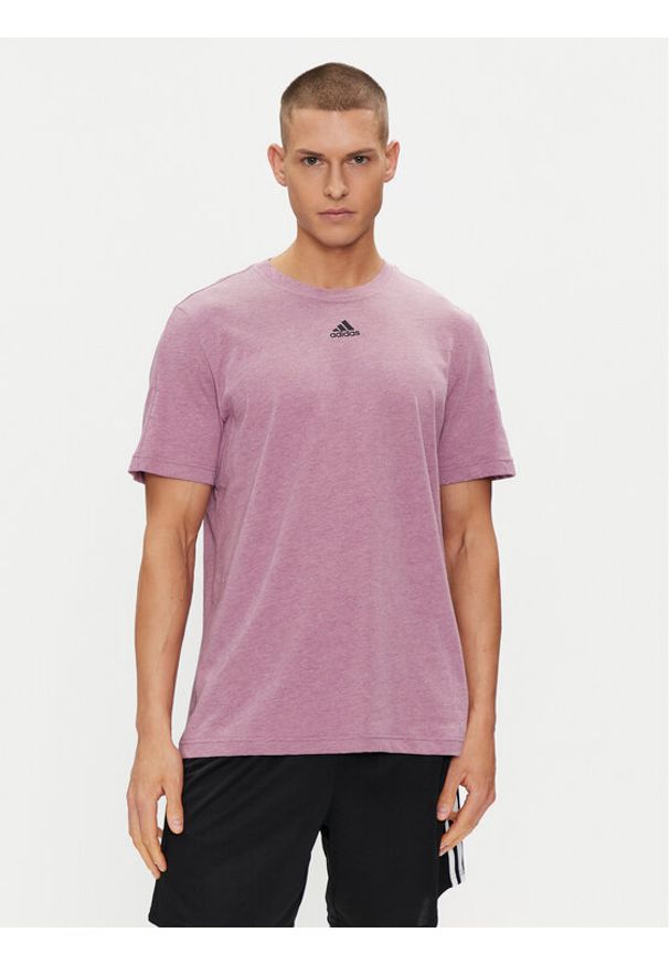 Adidas - adidas T-Shirt Mélange IJ8959 Fioletowy Regular Fit. Kolor: fioletowy. Materiał: bawełna