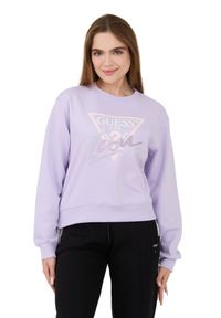 Guess - GUESS Lawendowa damska bluza Icon, Rozmiar L. Kolor: fioletowy #5