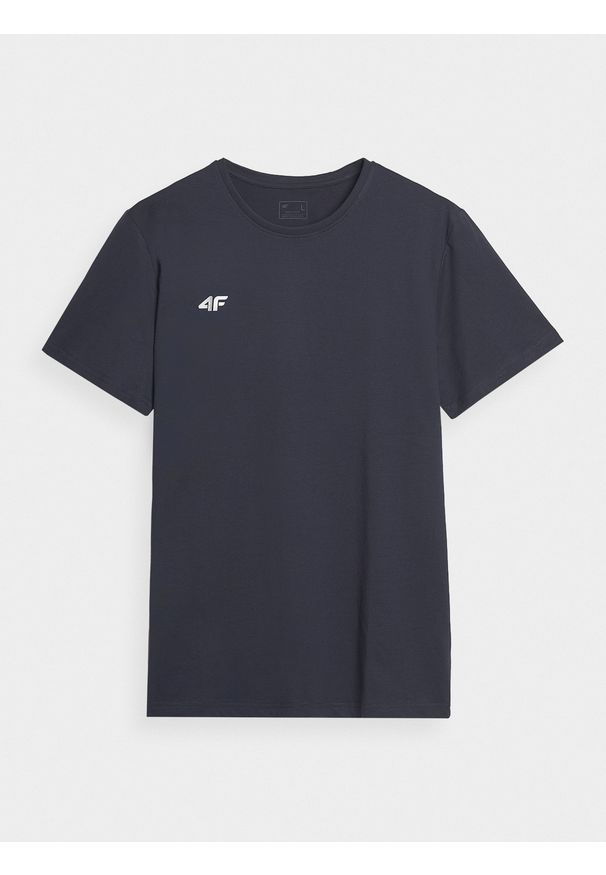 4f - 4F T-shirt regular gładki męski - granatowy XL. Okazja: na co dzień. Kolor: niebieski. Materiał: dzianina, materiał, bawełna, jersey. Długość rękawa: krótki rękaw. Długość: krótkie. Wzór: gładki. Styl: klasyczny, sportowy, casual