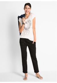 Spodnie chino ze stretchem bonprix czarny. Kolor: czarny. Materiał: bawełna #6