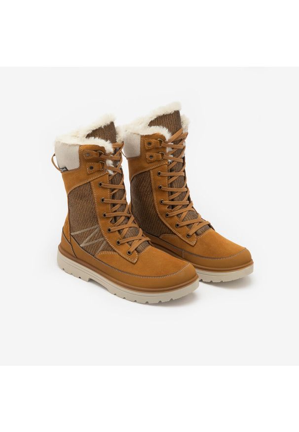 quechua - Buty turystyczne damskie Quechua NH900 skóra. Kolor: brązowy. Materiał: skóra. Szerokość cholewki: normalna. Sezon: zima. Styl: sportowy, elegancki