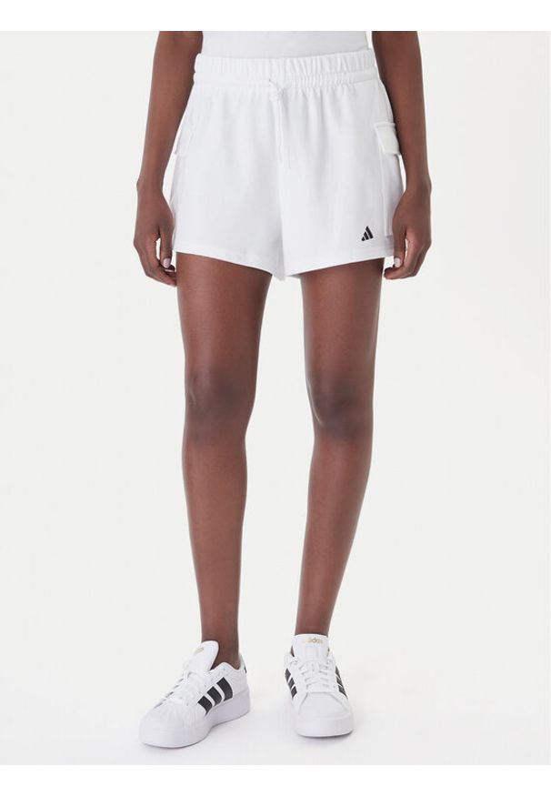 Adidas - adidas Szorty sportowe Essentials Small Logo French Terry Cargo JD9945 Biały Loose Fit. Kolor: biały. Materiał: bawełna
