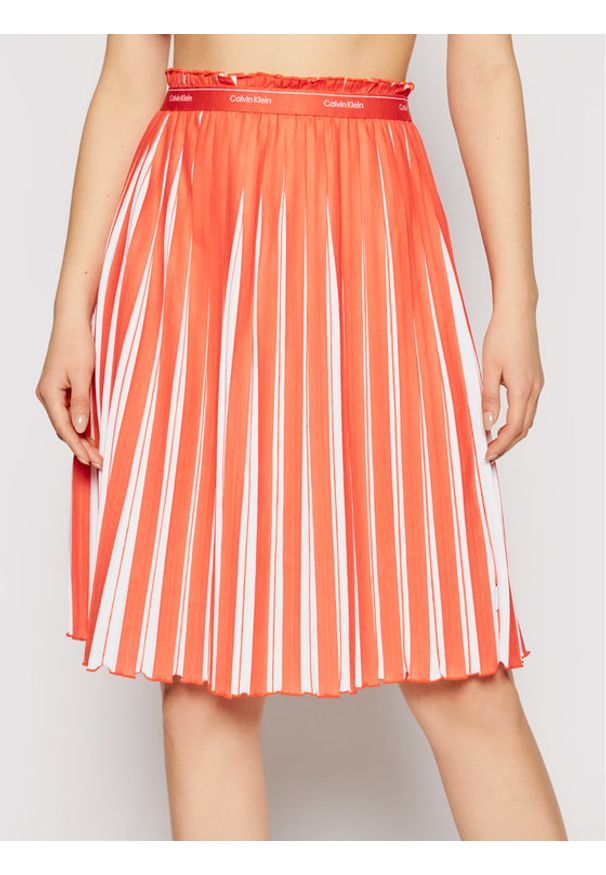 Calvin Klein Spódnica plisowana K20K202932 Pomarańczowy Regular Fit. Kolor: pomarańczowy