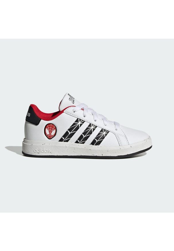 Adidas - Buty adidas Grand Court x Marvel Spider-Man Kids. Kolor: biały, czerwony, wielokolorowy, czarny. Materiał: materiał. Wzór: motyw z bajki