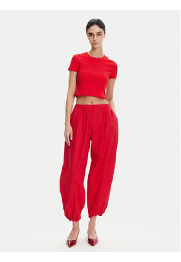 Pinko - PINKO Spodnie materiałowe 105210 A2LD Czerwony Relaxed Fit. Kolor: czerwony. Materiał: bawełna