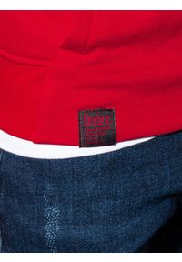 Ombre Clothing - Bluza męska z kapturem B1079 - czerwona - XL. Typ kołnierza: kaptur. Kolor: czerwony. Materiał: poliester, bawełna #4
