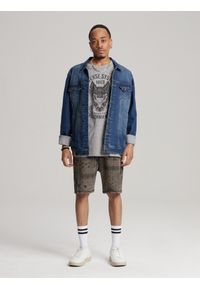 Diverse - T-shirt męski z nadrukiem WOLF CALI S1819 - szary. Kolor: szary. Materiał: poliester, bawełna. Wzór: nadruk #4