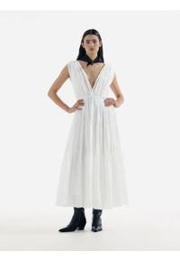 Reserved - Sukienka maxi - złamana biel. Materiał: bawełna. Długość: maxi #1