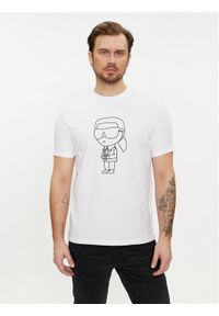 Karl Lagerfeld - KARL LAGERFELD T-Shirt 755054 542221 Biały Regular Fit. Typ kołnierza: dekolt w karo. Kolor: biały. Materiał: bawełna #1
