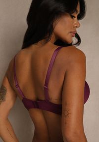 Renee - Ciemnofioletowy Biustonosz o Gładkim Wykończeniu z Kokardką Phiphise. Kolor: fioletowy. Wzór: gładki #4