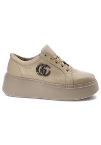 Beżowe Sneakersy Armodo Damskie Stylowe Obuwie. Okazja: na imprezę. Kolor: beżowy. Materiał: materiał