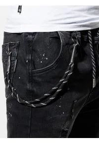 Ombre Clothing - Spodnie męskie jeansowe joggery - czarne V7 P939 - XXL. Kolor: czarny. Materiał: jeans #5