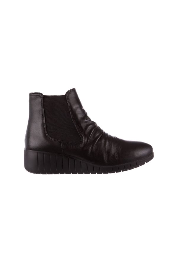 Botki Bayla-196 AVCILAR-01 D76 196035, Czarny, Skóra naturalna - 41. Okazja: na co dzień. Zapięcie: bez zapięcia. Kolor: czarny. Materiał: skóra. Szerokość cholewki: normalna. Obcas: na koturnie. Styl: casual, klasyczny. Wysokość obcasa: średni