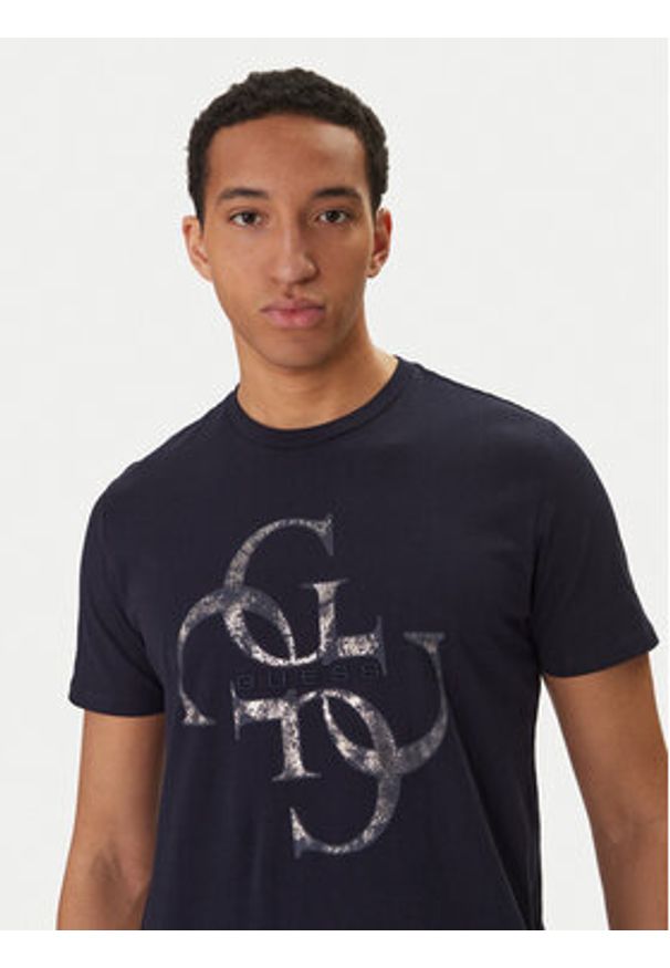 Guess T-Shirt M6RI03 I3Z14 Granatowy Regular Fit. Kolor: niebieski. Materiał: bawełna