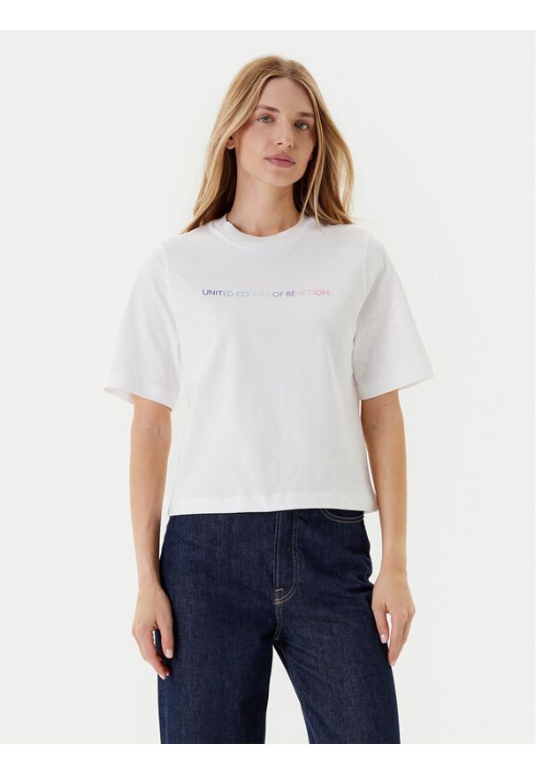 United Colors of Benetton - United Colors Of Benetton T-Shirt 3BL0D109D Biały Relaxed Fit. Kolor: biały. Materiał: bawełna