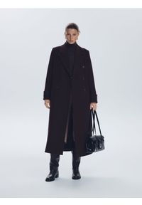 Reserved - Płaszcz z wełną - burgundowy. Kolor: czerwony. Materiał: wełna #1