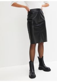 bonprix - Spódnica ołówkowa z imitacji skóry. Kolor: czarny. Materiał: skóra #1
