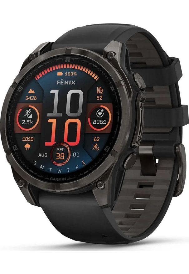 GARMIN - Zegarek sportowy Garmin Fenix 8 AMOLED Czarny (010-02904-21). Kolor: czarny. Styl: sportowy