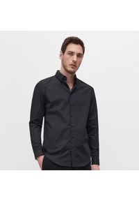 Reserved - Koszula slim fit w drobny wzór - Czarny. Kolor: czarny #1