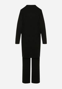 Born2be - Czarny Komplet z Dzianiny z Wełną Spodnie Kardigan i Kamizelka na Guziki Meviseffa. Kolor: czarny. Materiał: dzianina, wełna #6