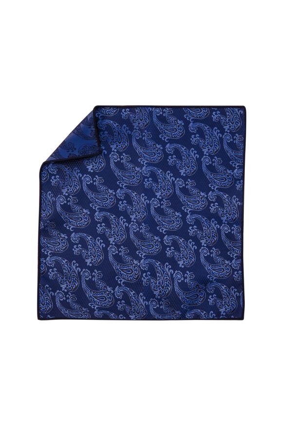 Modini - Granatowa poszetka we wzór paisley EC4. Kolor: niebieski. Materiał: żakard, tkanina. Wzór: paisley