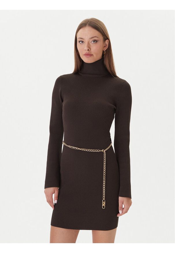 MICHAEL Michael Kors Sukienka dzianinowa MF583C633D Brązowy Slim Fit. Kolor: brązowy. Materiał: wiskoza
