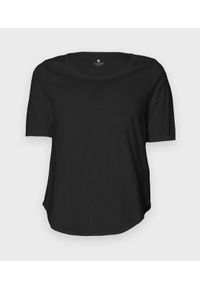 MegaKoszulki - Damska koszulka trzy czwarte (bez nadruku, gładka) - czarna. Kolor: czarny. Wzór: gładki #1