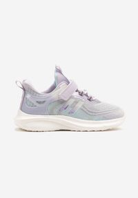 Born2be - Szaro-Fioletowe Buty Sportowe Sneakersy Ozdobione Paskami Neosetia. Okazja: na co dzień. Zapięcie: pasek. Kolor: szary. Materiał: jeans. Wzór: aplikacja. Obcas: na obcasie. Wysokość obcasa: niski #4