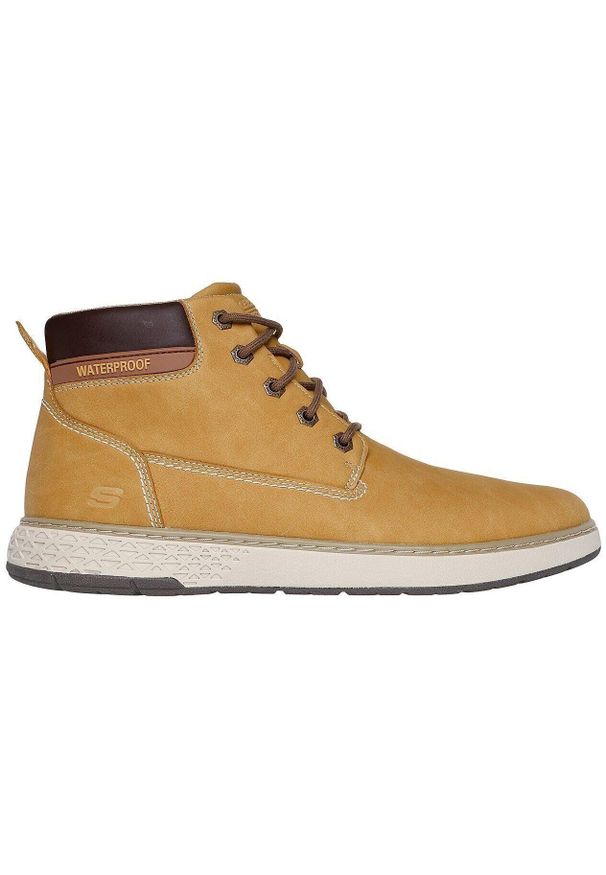 skechers - Buty męskie Skechers Garlan Deno. Kolor: brązowy. Materiał: skóra ekologiczna, materiał, syntetyk. Sport: fitness