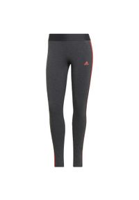 Legginsy treningowe damskie Adidas Loungewear Essentials 3-Stripes AeroReady. Kolor: szary, wielokolorowy, czerwony, różowy. Materiał: bawełna, materiał