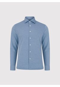 Pako Lorente - PAKO LORENTE - Jasnoniebieska dzianinowa koszula męska. Typ kołnierza: kołnierzyk włoski. Kolor: niebieski. Materiał: dzianina. Długość rękawa: długi rękaw. Długość: długie. Wzór: melanż #3